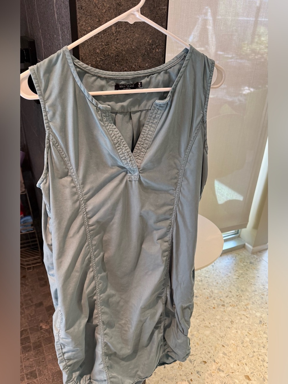 Max Jeans Sleeveless V-Notch Tunic in Sage Green